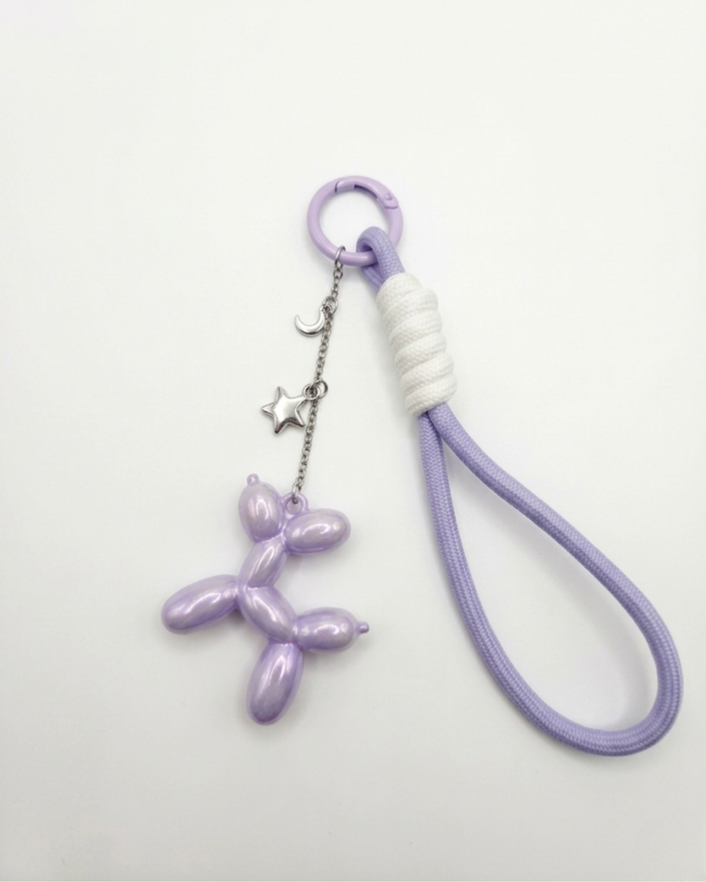 TheCharmitt Studio Purple Balloon Dog Bag Charm – Glossy Finish with Star & Moon Chain Detail