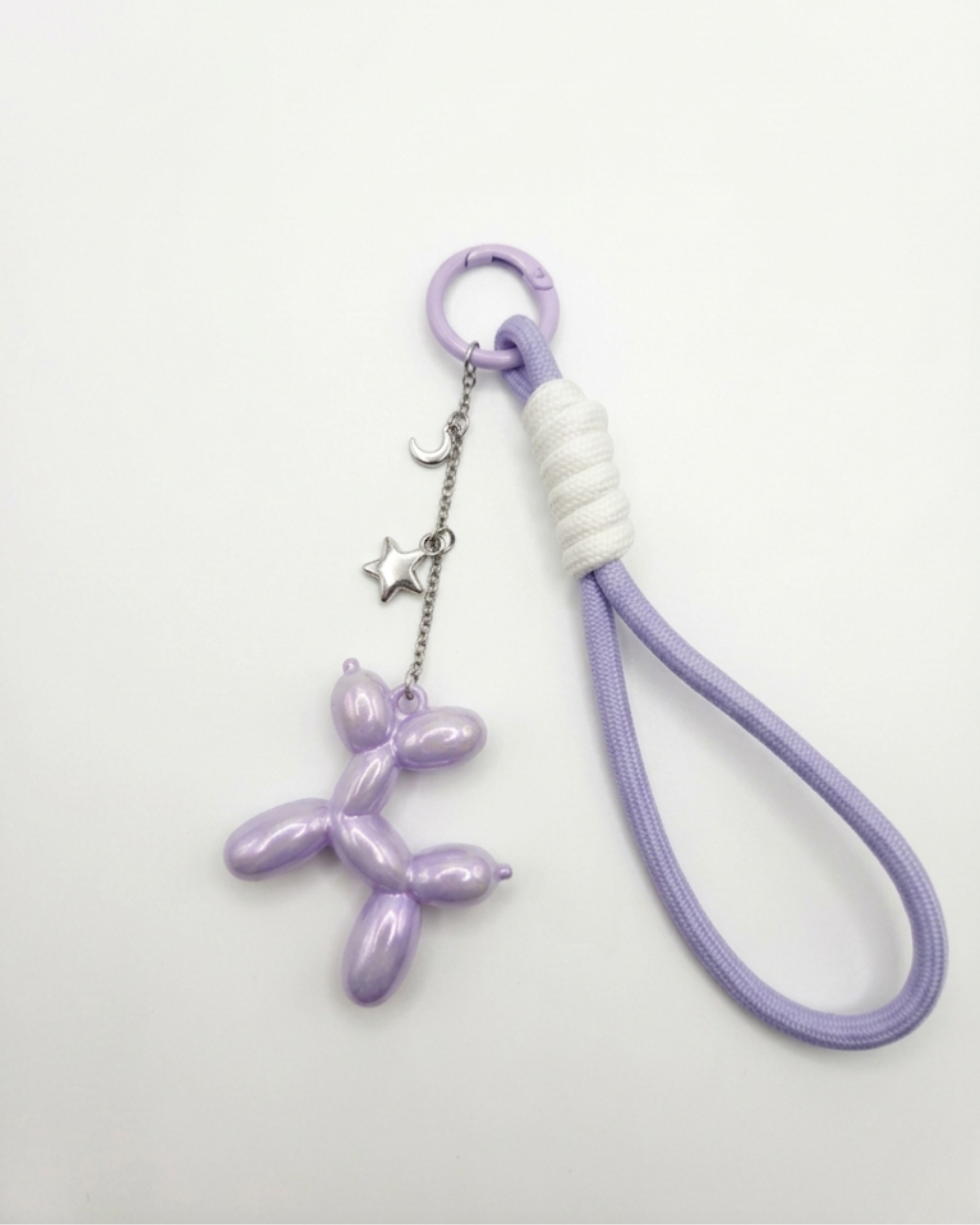 TheCharmitt Studio Purple Balloon Dog Bag Charm – Glossy Finish with Star & Moon Chain Detail