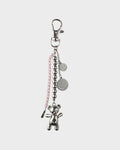 TheCharmitt Studio Teddy Smile Charm Bag Accessory;Metal Beads & Pink Transparent Beaded Chain