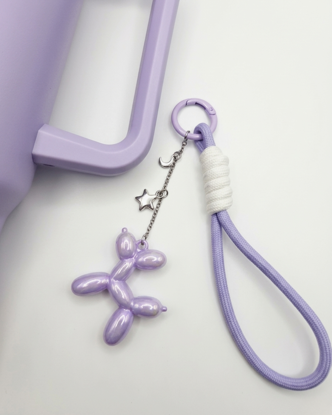 TheCharmitt Studio Purple Balloon Dog Bag Charm – Glossy Finish with Star & Moon Chain Detail