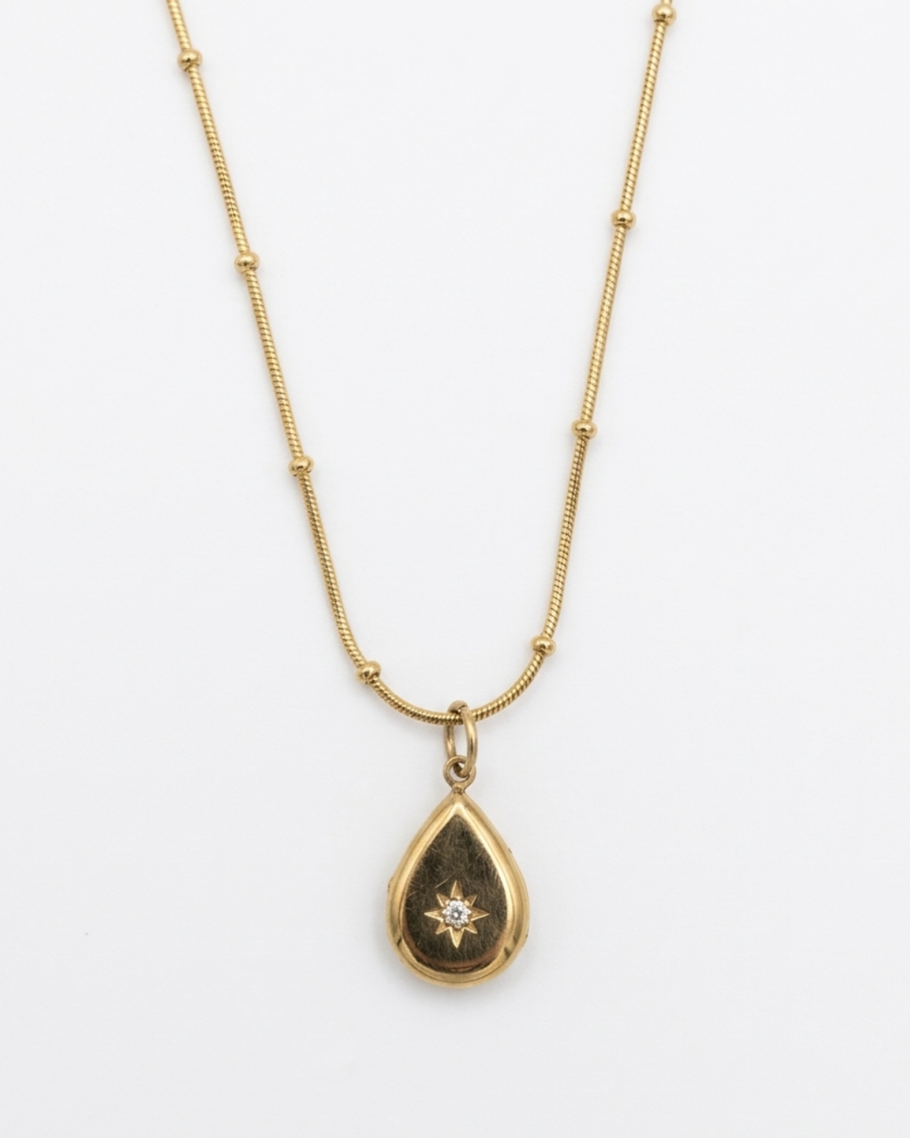 TheCharmitt Studio Gold Teardrop Pendant Necklace – Anti-Tarnish Minimal Chain with Stone Detail