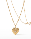 TheCharmitt Studio Gold Heart Pendant Necklace,Anti-Tarnish Minimal Chain with Star Detail
